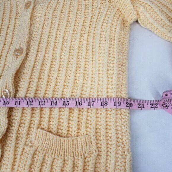 Vintage Handmade Knit Maxi Cardigan Button Up Self Tie POCKETS Medium La… - Picture 12 of 16